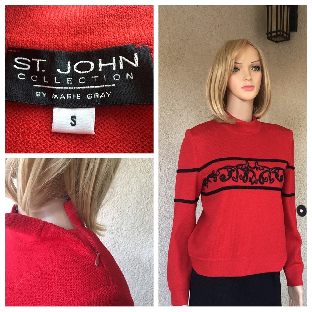 St. John‎ collection cherry/black sweater size S